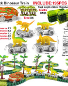 I giocattoli del treno dei dinosauri creano un set da gioco flessibile da corsa su strada del mondo dei dinosauri, auto da corsa dei giocattoli dei dinosauri per le ragazze dei vecchi