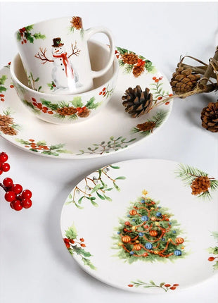 Squisita cena di Natale Piatti creativi Piatto da bistecca in ceramica Pasta sana sottosmalto Posate personalizzate Regalo Forniture da cucina - riparo82