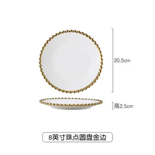 Nuovo piatto in ceramica con bordo dorato nordico, piatto in ceramica, leggero, di lusso, per riporre gioielli, piatto per torta, piatto per colazione a casa, a forma di cuore - riparo82