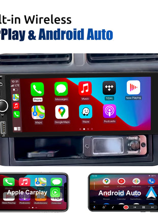 ESSGOO Single 1DIN 6.86" Android 14 4+64G Universal Car Stereo Radio CarPlay Android Auto Bluetooth USB Type-C Wifi FM GPS Navi - Riparo82