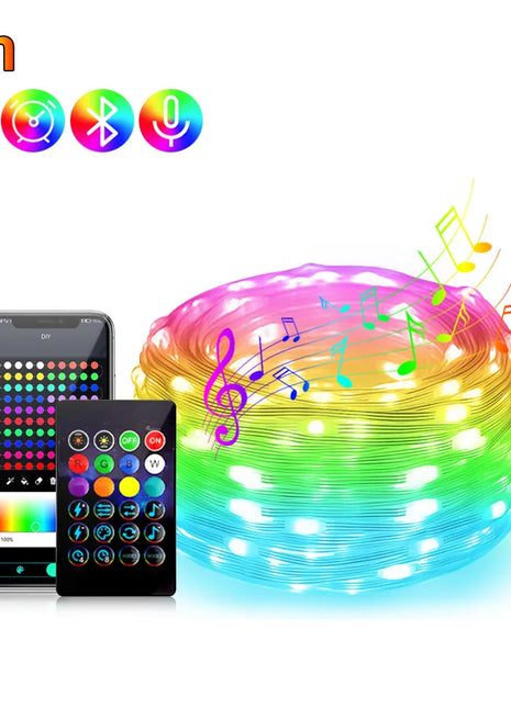 50M 20M 10M 5M 1M Luci di Natale LED Fata String Light USB Smart Bluetooth Luci per tende Ghirlanda per la decorazione della festa in casa - riparo82