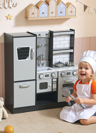 Cucina giocattolo in legno con suono Accessori in acciaio inossidabile per bambini dai 3 anni in su Marrone scuro - riparo82
