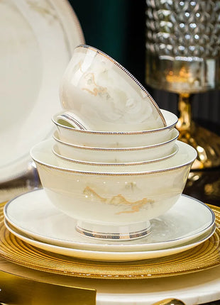 Fai da te 1 PC Jingdezhen piatti a ciotola di fascia alta, stoviglie combinate senza ceramica - riparo82