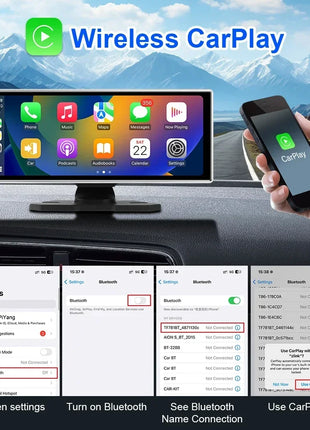 11.26 inch Dash Cam 4K Car DVR Wireless Carplay & Android Auto GPS Navigation Video Recorder Dashboard Dual Lens Wifi FM AUX - Riparo82