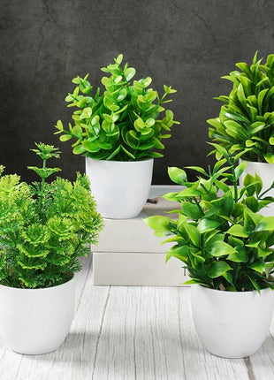 Artificial Plants Potted Green Bonsai Small Tree Grass Plant Pot Ornament Fake Flower for Home Garden Decor Wedding Party Decor