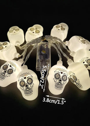 1.5M 10LED Halloween LED Light String Horror Eyeballs Pumpkin Spider Bat Skull Lamp Trick Or Treat Happy Halloween Party Decor - Riparo82