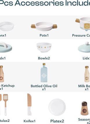 Robotime Robud Cucina in legno per bambini Cucina da gioco con caratteri di gioco Set da cucina per bambini Regalo per ragazze Ragazzi 3+ - riparo82