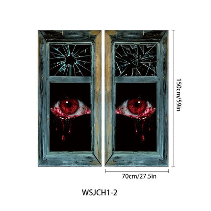 Halloween Curtain Backdrop with Female Ghost Design used for Creating A Terrifying Atmosphere In Indoor/Outdoor Party Decor