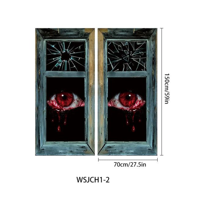 Halloween Curtain Backdrop with Female Ghost Design used for Creating A Terrifying Atmosphere In Indoor/Outdoor Party Decor