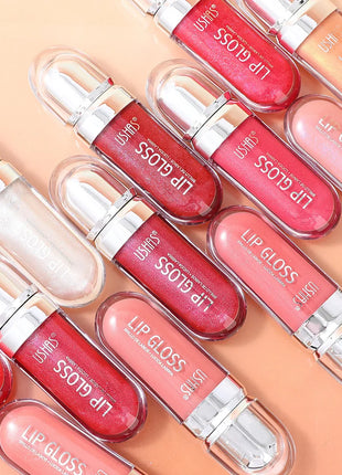 USHAS 12 colors mirror fine flash liquid lipstick pearlescent color waterproof sweatproof non-stick cup lip gloss - Riparo82