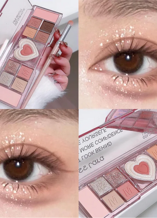 12 Colors Love Highlighting Eyeshadow Blush Palette Multi-purpose Cosmetic Eyes Pigment Powder Makeup Plate Eye Shadow - Riparo82