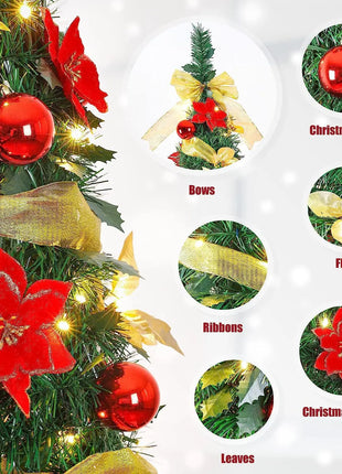 Vendita calda 120/150/180/210 cm Pieghevole Pre-Decorato Albero Di Natale Pop-Up Decorazione Festiva Decorazioni Per La Casa Albero Di Natale Portatile