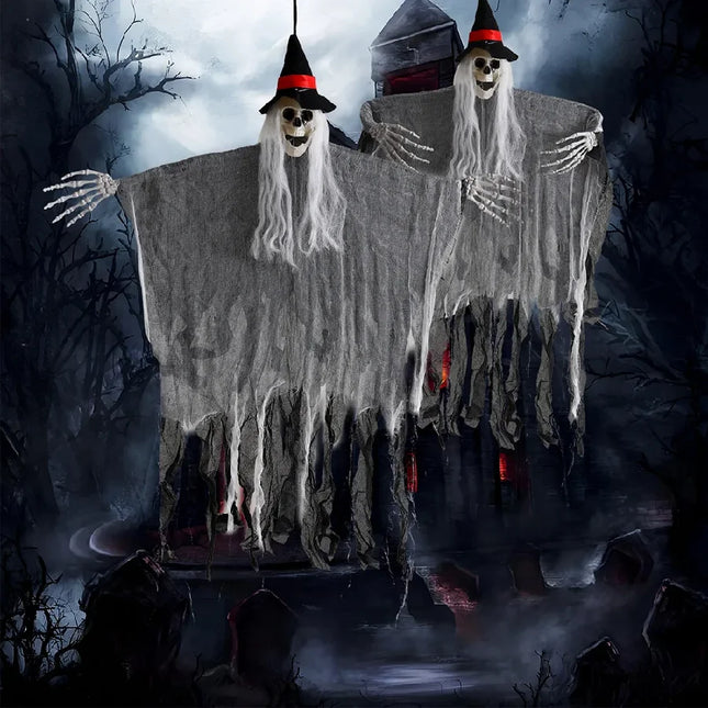 Halloween pumpkin Hanging Ghost party decorations hanging green light light-emitting sound props yard Ghost House Decoration