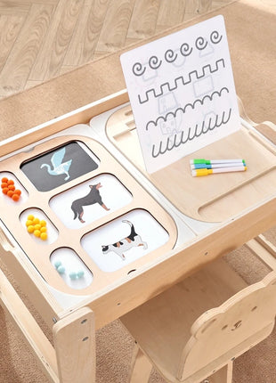 Tavolo sensoriale ottico in legno per bambini Montessori utilizzato per giochi da tavolo sensoriali Regalo di giocattoli per l'ortografia di numeri e lettere - riparo82