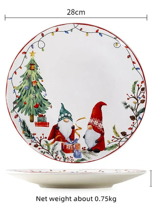Set di piatti da pranzo in ceramica natalizia per uso domestico sottosmalto piatto rotondo Dim Sum sushi decorativo - riparo82