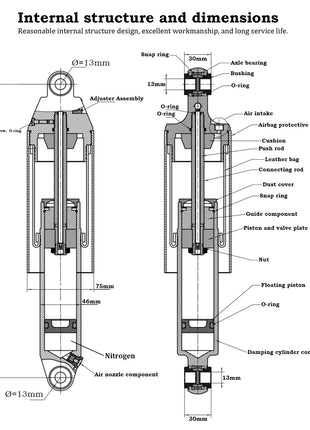 Kit sospensione pneumatica ammortizzatori (ammortizzatore regolabile) per Harley v-rod 2003-2017
