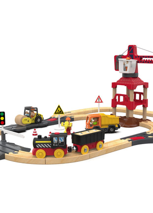 Set di binari ferroviari in legno Treno elettrico Modello magnetico per auto Slot pressofuso Adatto a tutte le marche Biro Pista in legno Assemblare Toy Boy Gift - riparo82