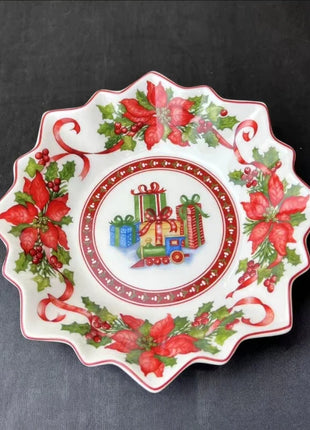 Tesoro tedesco Porcellana dura Giocattolo natalizio Joy Piatto piano multi-angolo Tazza di Natale Piattino Ciotola Candeliere Stili multipli - riparo82