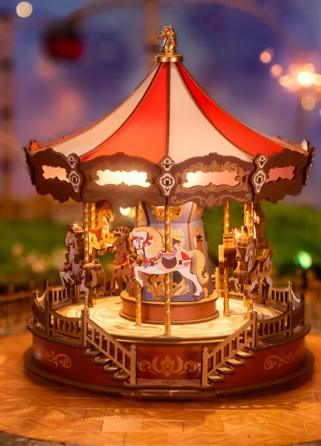 Robotime Rolife Carosello classico Carillon Facile da montare Puzzle in legno 3D Design mobile con regali di Natale leggeri per la famiglia - riparo82