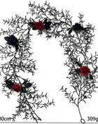 Halloween Dead Branch Garland Artificial Rose Black Decorative Flower Vine Door Hanging Festive Atmosphere Arrangement New - Riparo82