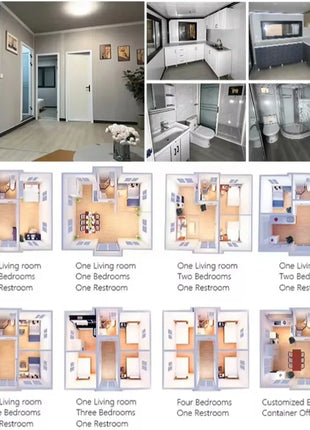 Rivestimento in legno Contenitore Casa Grandi finestre di vetro Cabina modulare prefabbricata Soggiorno all'aperto Casa Vacanza Casa Soggiorno in famiglia Prendisole