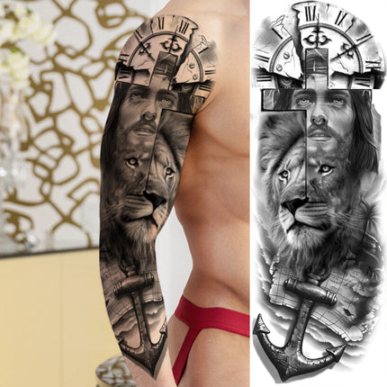 1 Sheet Full Arm Evil Witch Vampire Temporary Tattoos Sleeve Halloween Scary Skull Tatoo Waterproof Horrible Fake Tattoo Sticker