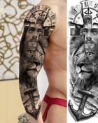 1 Sheet Full Arm Evil Witch Vampire Temporary Tattoos Sleeve Halloween Scary Skull Tatoo Waterproof Horrible Fake Tattoo Sticker - Riparo82