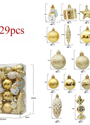 29/36/40 pezzi palla di Natale argento rosso albero di Natale pendenti appesi stampati sfere di Natale in oro a forma speciale 2024 nuovo - riparo82