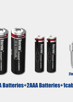 Batterie ricaricabili AA12000mAh AAA 8000mAh ad alta capacità Batterie ricaricabili AA agli ioni di litio Batteria AAA con cavo USB-C - riparo82