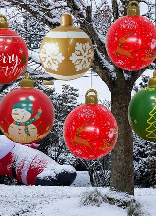 Ornamenti gonfiabili giganti della palla di Natale del PVC da 32 pollici Decorazioni grandi della palla di Natale del colpo all'aperto per gli ornamenti della festa di Natale - riparo82