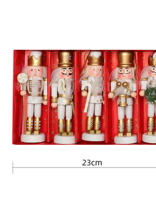 3/4/5 pezzi ornamenti natalizi schiaccianoci figure schiaccianoci in legno marionetta soldato per decorazioni pendenti per albero di Natale - riparo82