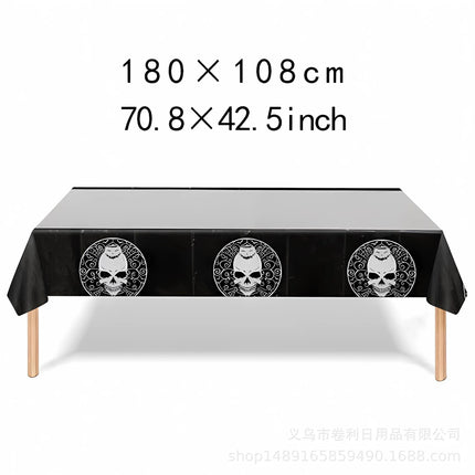 Halloween Theme Disposable Tableware Paper Plates Cups Straws Tablecloth Banner Spiral Cake Topper Happy Halloween Party Decor
