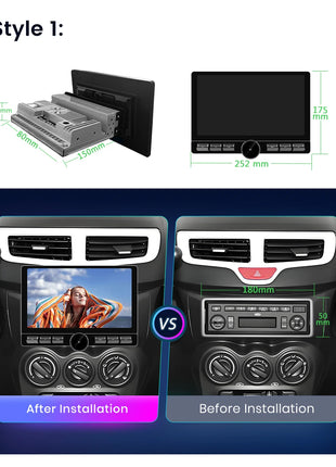 Junsun 10.6 Inch Universal Rotatable 1DIN 2DIN Car Radio Wireless CarPlay Android Auto Touch Screen Multimedia GPS autoradio - Riparo82