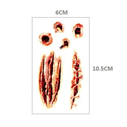 10pcs Halloween Bloody Wound Tattoo Stickers Trick Scary Waterproof Temporary Tattoo DIY Fake Tattoo Halloween Party Decoration