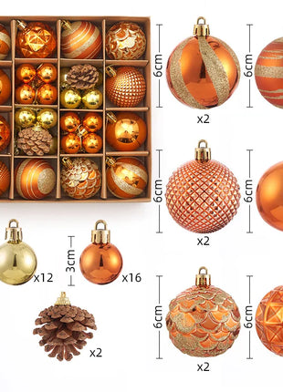 Nuovi 42 set di decorazioni natalizie Palline verniciate elettrolitiche, palline di plastica, decorazioni per finestre, pendenti per albero di Natale - riparo82