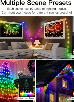 USB 5V Smart RGB-IC Fata Stringa di luci Luci di Natale Decorazioni Lampada Ghirlanda WS2812 APP Bluetooth e telecomando indirizzabile - riparo82