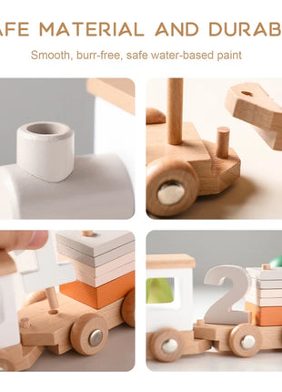 Giocattoli Montessori treno in legno per giocattolo di compleanno per bambini con numeri e blocchi gioco Toddler Boys And Girls1 2 3 4 5 giocattolo per l'apprendimento del bambino - riparo82