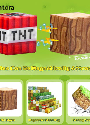 Blocchi magnetici Mine World Magnet Cube Brick Set Miglior regalo per ragazzi Ragazze Bambini 3+ Giocattolo stile pixel fai-da-te - riparo82