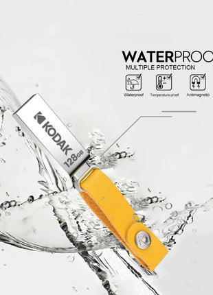 Chiavetta USB 2.0 KODAK 128 GB 64 GB Pendrive 32 GB Chiavetta di memoria in metallo con cinturino in pelle Penna Chiavetta USB per Micro PC