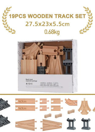 NUOVO Set di binari in legno Pacchetto di espansione per binari in legno di faggio Set di binari ferroviari adatti per tutte le marche Treni Giocattoli per regali per bambini