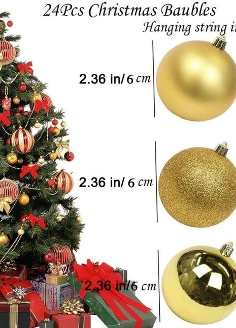 24 pezzi 6 cm grandi decorazioni con palline di Natale appese ornamenti pendenti per albero di Natale decorazioni per feste a casa di Natale 2026 accessorio di Capodanno - riparo82