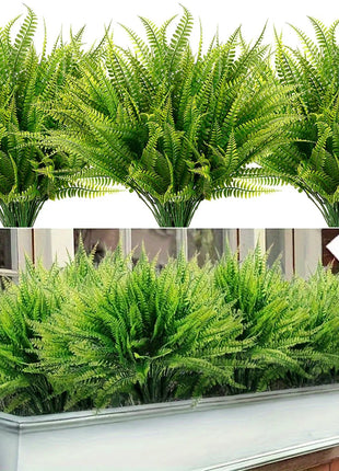4 Bundles Artificial Plants Fake Boston Ferns Bushes Faux Shrubs  Greenery UV Resistant Plant for Home Garden Outdoor Yard Decor