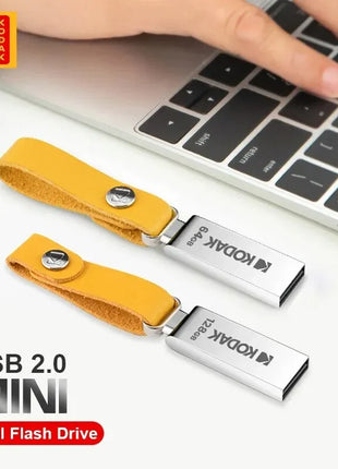 KODAK USB 2.0 Flash Drive 128GB 64GB 32GB Pen Drive impermeabile Mini Memory Stick in pelle metallo U Disk