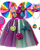 Costume da lecca-lecca arcobaleno per ragazze Abito da principessa Purim Festival Candy Vestido Fantasia Carnevale Compleanno Bambini Fantasia Ali Outfit