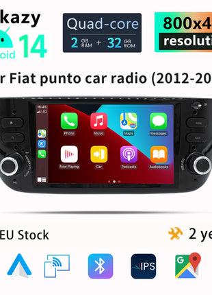 1 Din Android 14 Car Radio For Fiat/Linea/Punto evo 2012-2015 Multimedia Screen GPS Navigation Stereo Audio Head Unit Carplay 4G - Riparo82