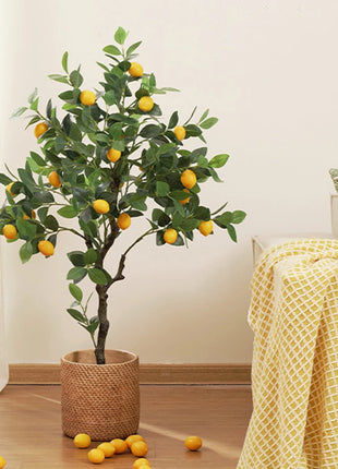 120cm/150cm Artificial Lemon Tree Artificial Tree With Fruit Fake Bonsai Plant Plastic Potted Plant Christmas Home Garden Decor