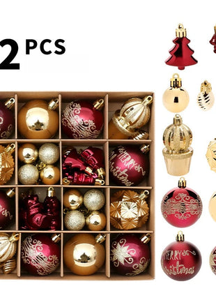 Nuovi 42 set di decorazioni natalizie Palline verniciate elettrolitiche, palline di plastica, decorazioni per finestre, pendenti per albero di Natale - riparo82