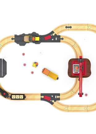 Set di binari ferroviari in legno Treno elettrico Modello magnetico per auto Slot pressofuso Adatto a tutte le marche Biro Pista in legno Assemblare Toy Boy Gift - riparo82