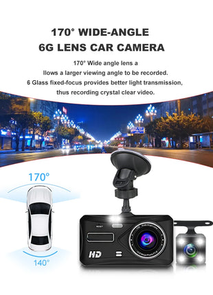 Dashcam 24H Touch Night Vision FULL HD 1080P Front And Rear Camera 4.0 Inch CAR DVR Mirror Digital Video Recorder Dvr Black Box - Riparo82