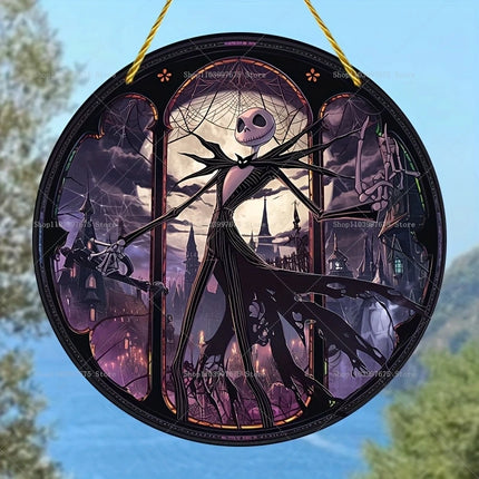 The Nightmare Before Christmas Jack Skellington Sun Catcher 2D Flat Acrylic Hanging Sign for Halloween Home Garden Wall Decor